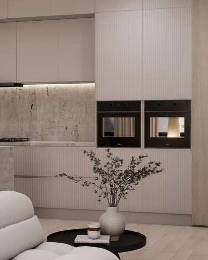 Cocina minimalista moderna con muebles blancos y hornos integrados — proyecto Proyecto Av libertador , Palermo // buenos aires // argentina// Atlántico arqs #, por atlantico arqs,
