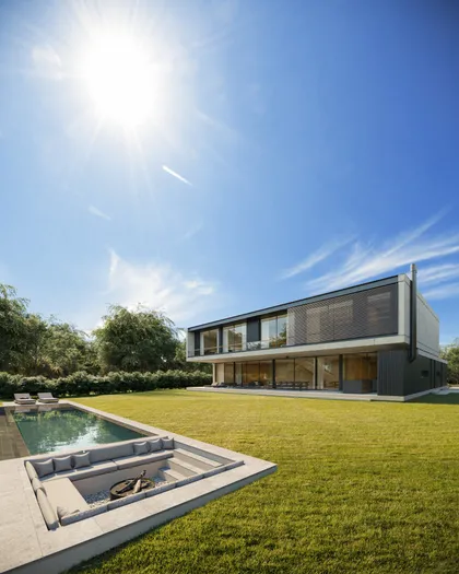 Casa moderna con piscina y sala de estar hundida — proyecto CASA MH, por GMARQ, en Tigre
