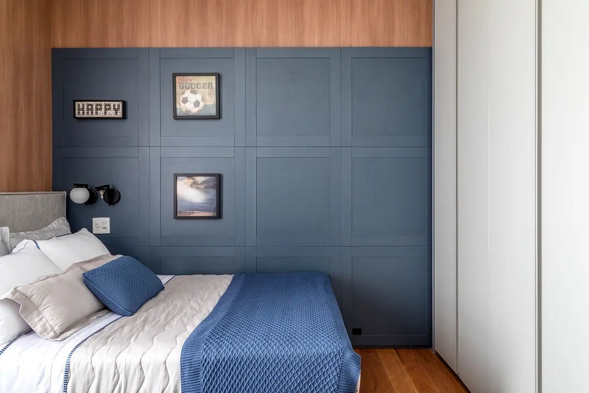 Quarto Quarto de solteiros Estilo Minimalista do Projeto Apê C&J por M.Hausen Arquitetura