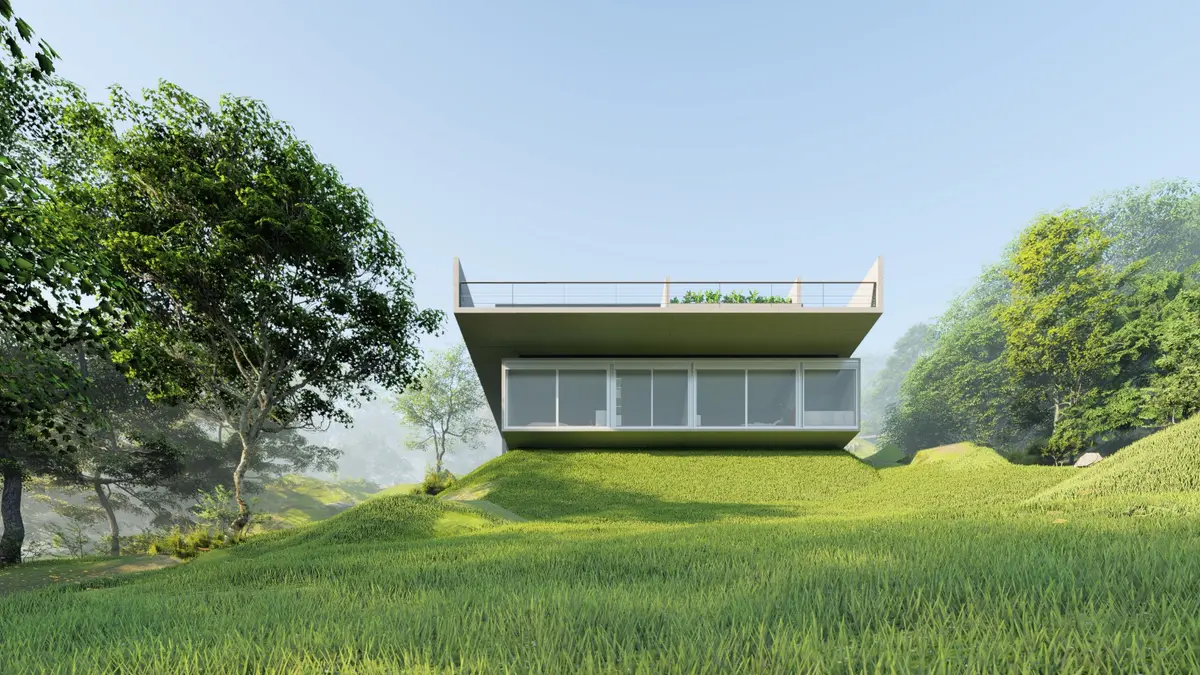 Jardim com cor predominante Bege do Projeto Casa do Vale por Tetro Arquitetura