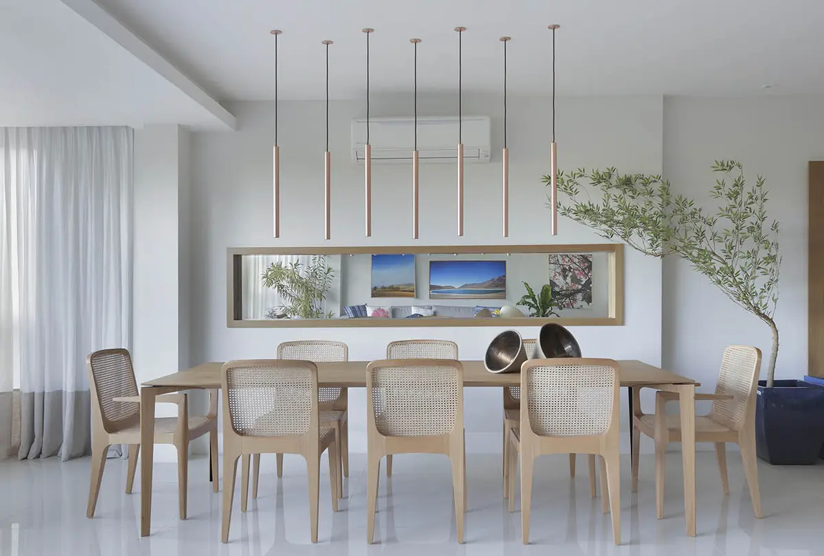 Sala de jantar Estilo Campo com cor predominante Bege do Projeto Apartamento Barra LM por Amanda Miranda